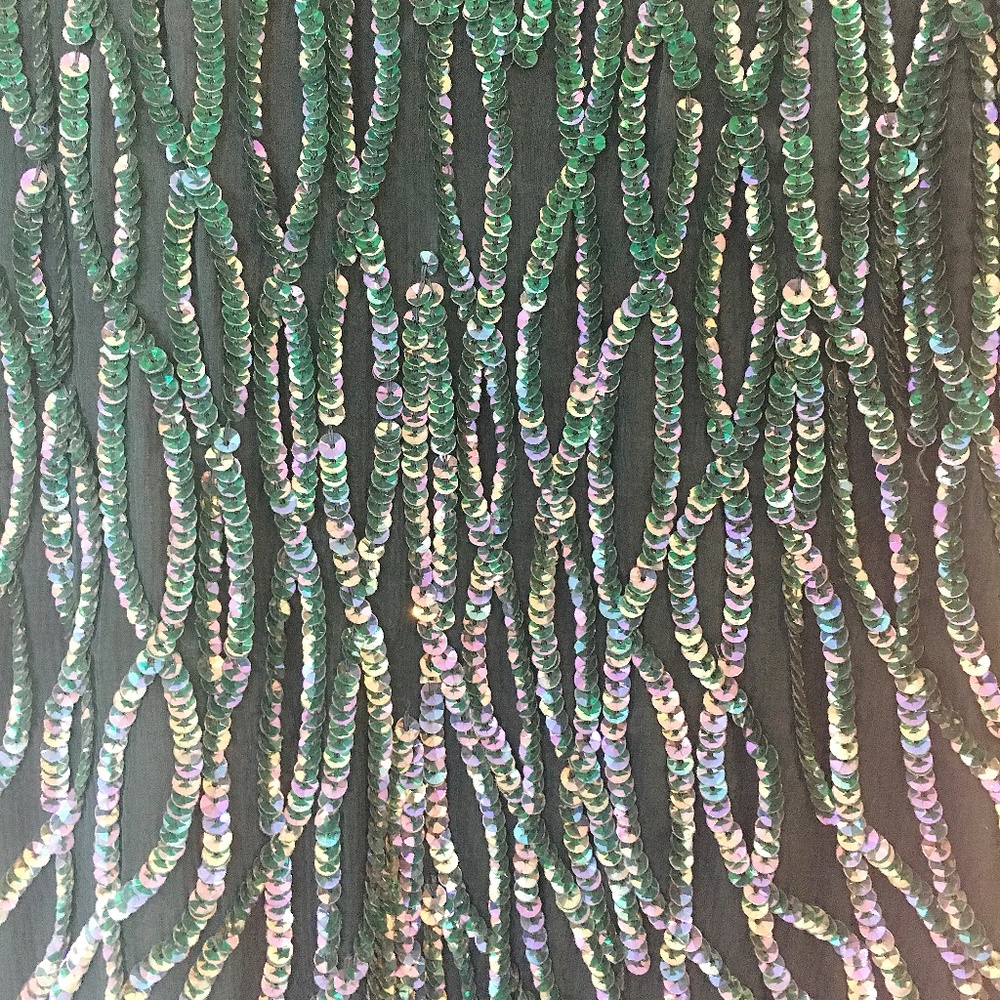 Vintage | 1980s Emerald 100% Silk Beaded Dress - Picture 2 of 6